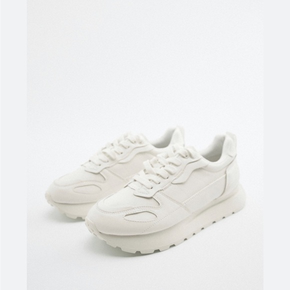 Zara Leather Athletic Sneakers Size 38 US Size 7.5 - Picture 1 of 11